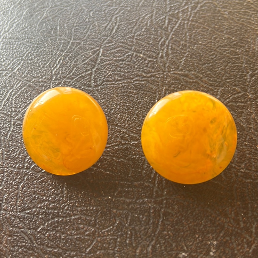 Bakelite butterscotch button earrings large